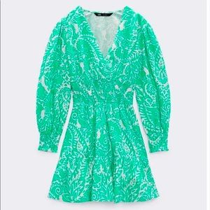 Women Zara linen Blend Print Dress- size 2XL